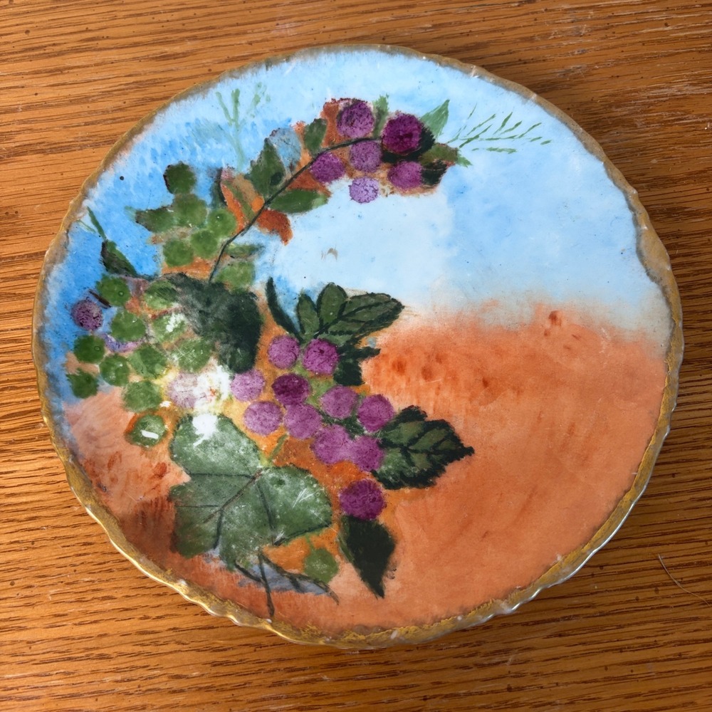 Rosenthal RC Versailles Bavaria Hand Painted Grape Plate Gold Rim 8 Inch Antique